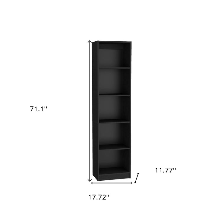 71" Black Five Tier Bookcase with Four Doors Image 8