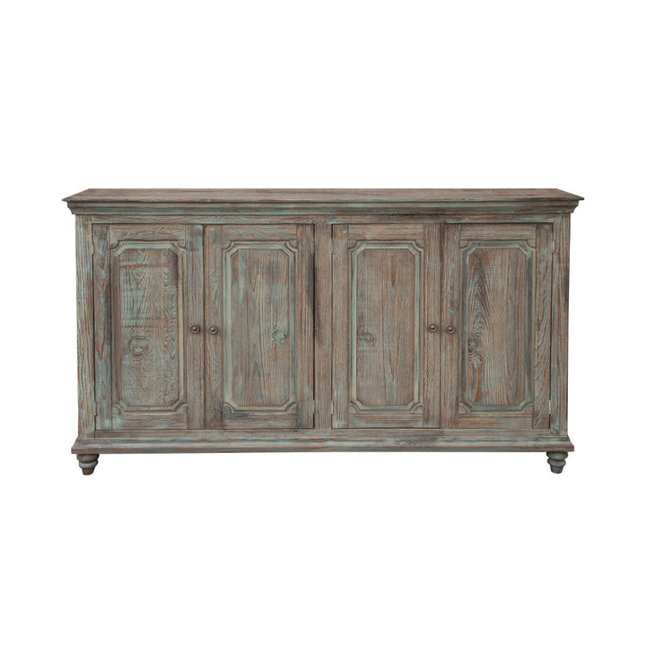 71" Green Solid and Manufactured Wood Distressed Credenza Image 1