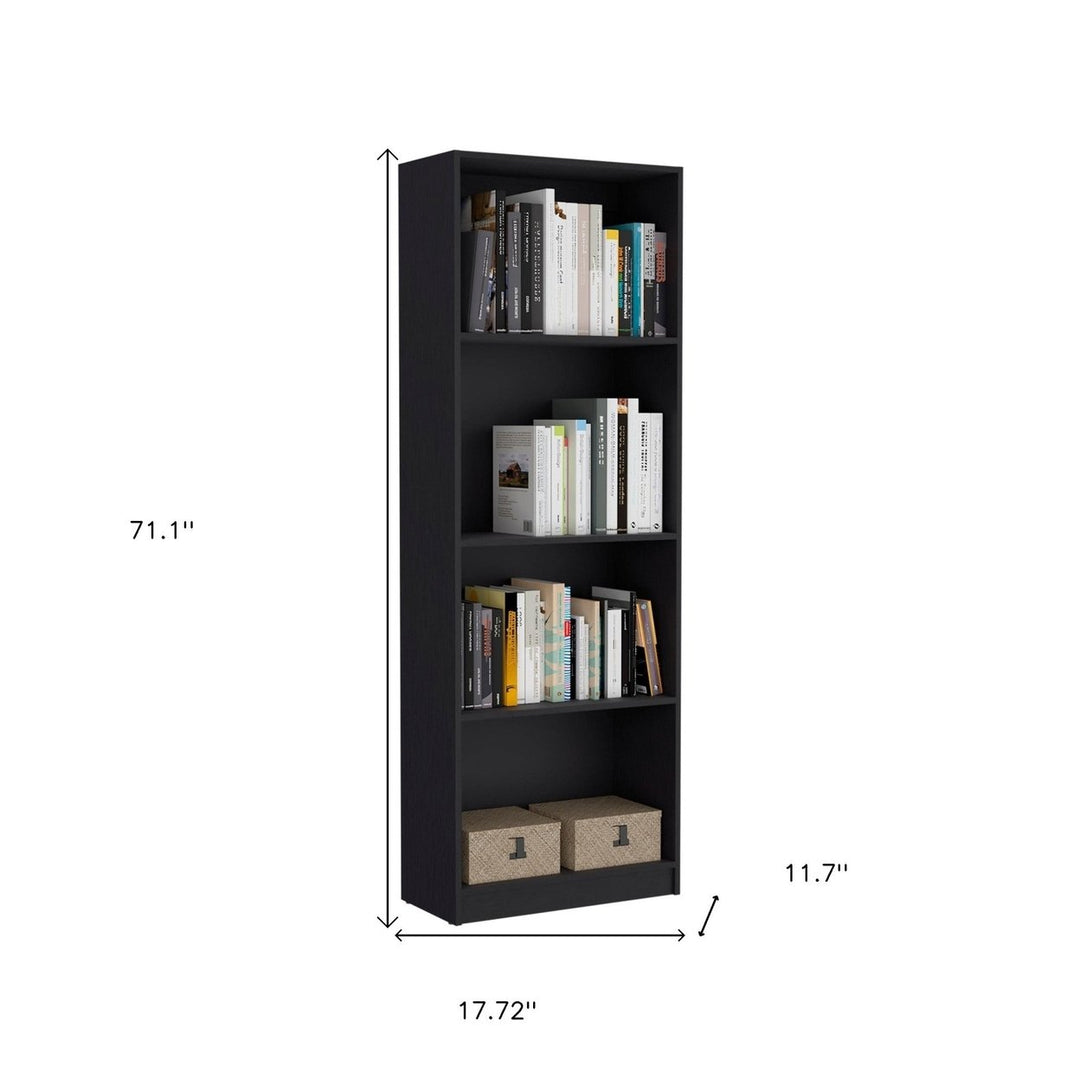 71" Black Four Tier Bookcase with Two Doors Image 9