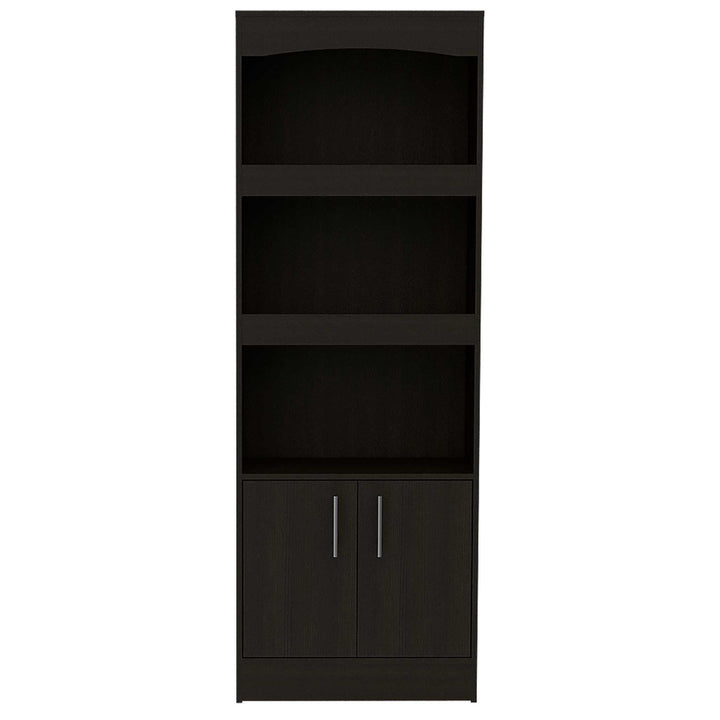 71" Light Gray Three Tier Bookcase with Two doors Image 6