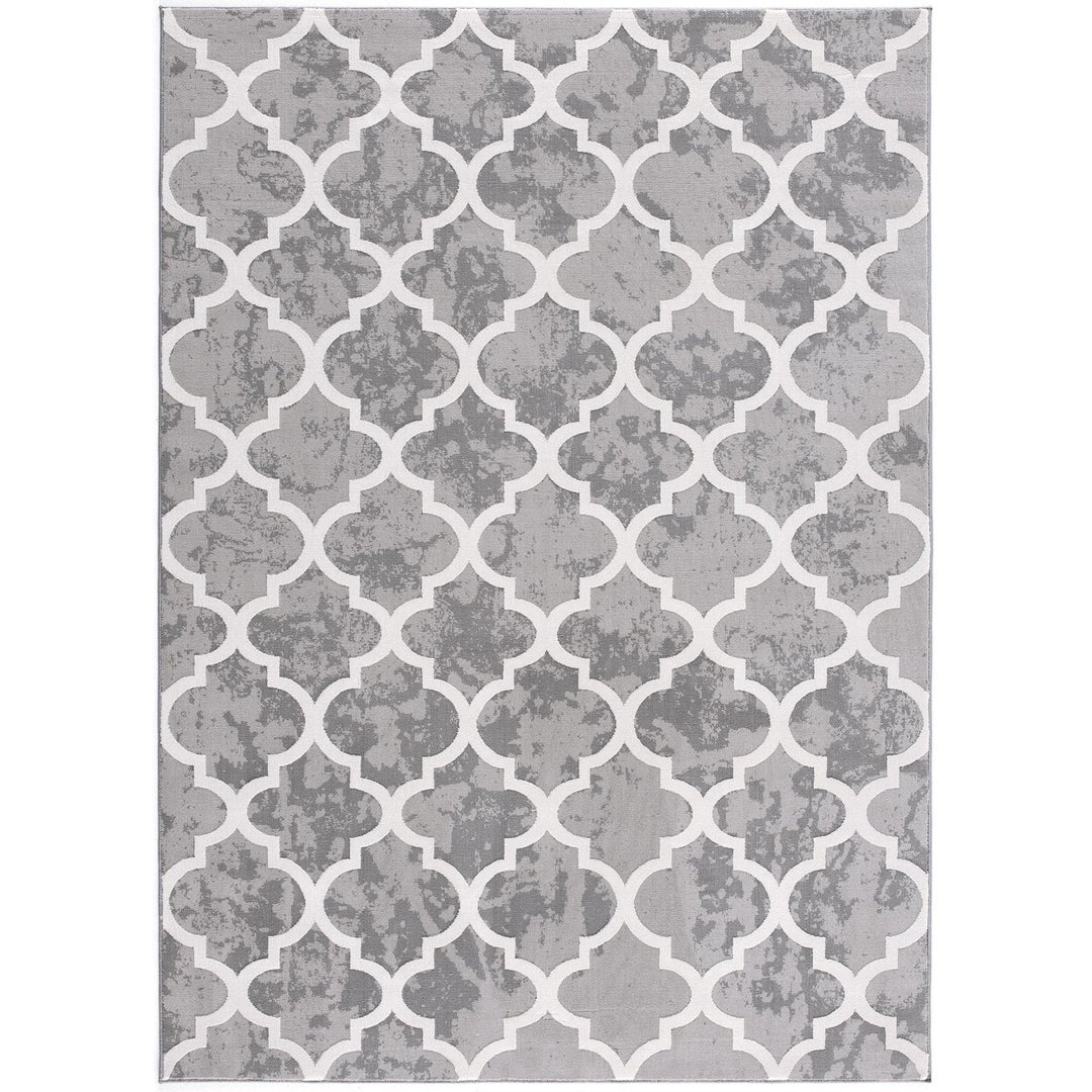 7 X 9 Grey Geometric Power Loom Stain Resistant Area Rug Image 2