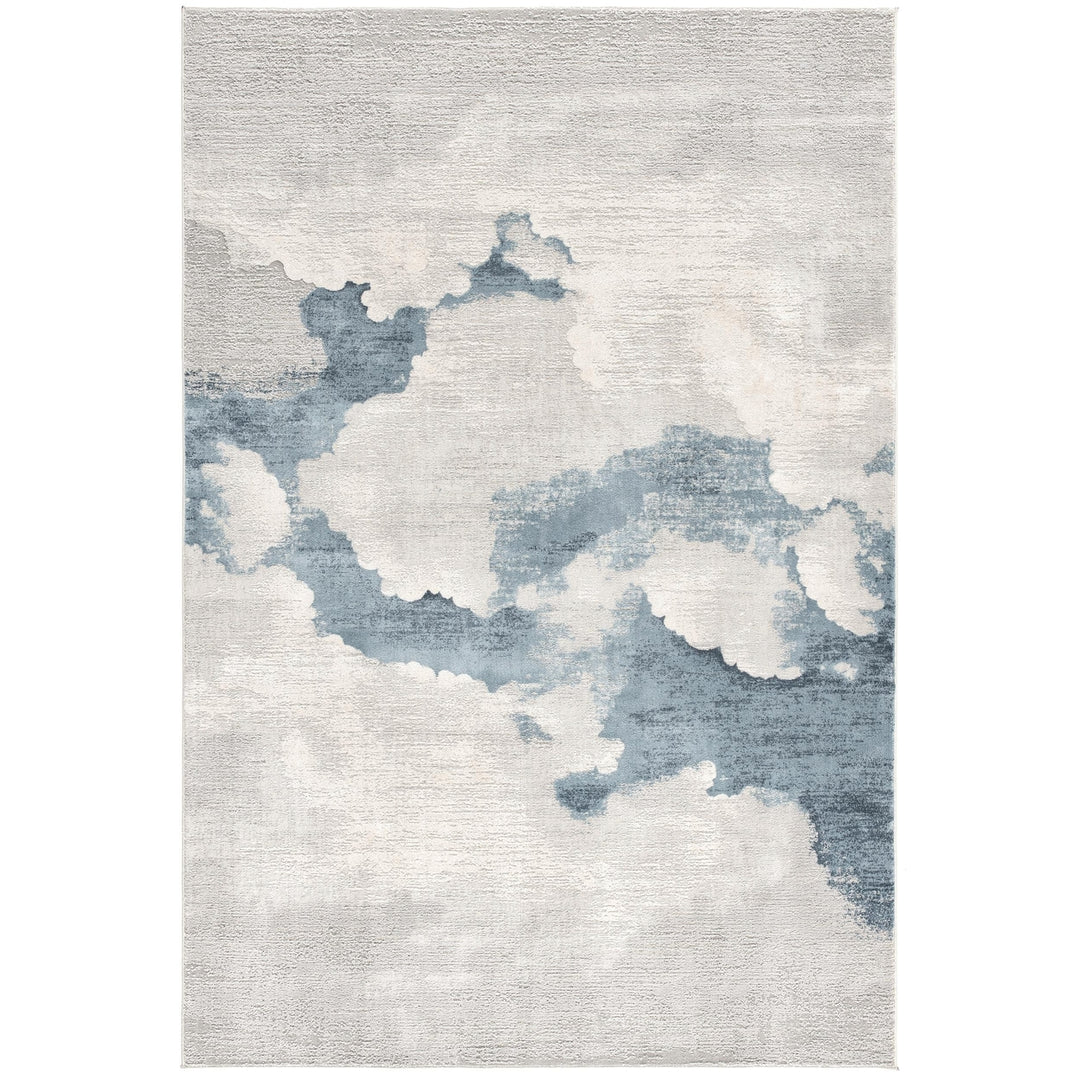 8 Runner Blue and Gray Abstract Washable Non Skid Area Rug Image 2