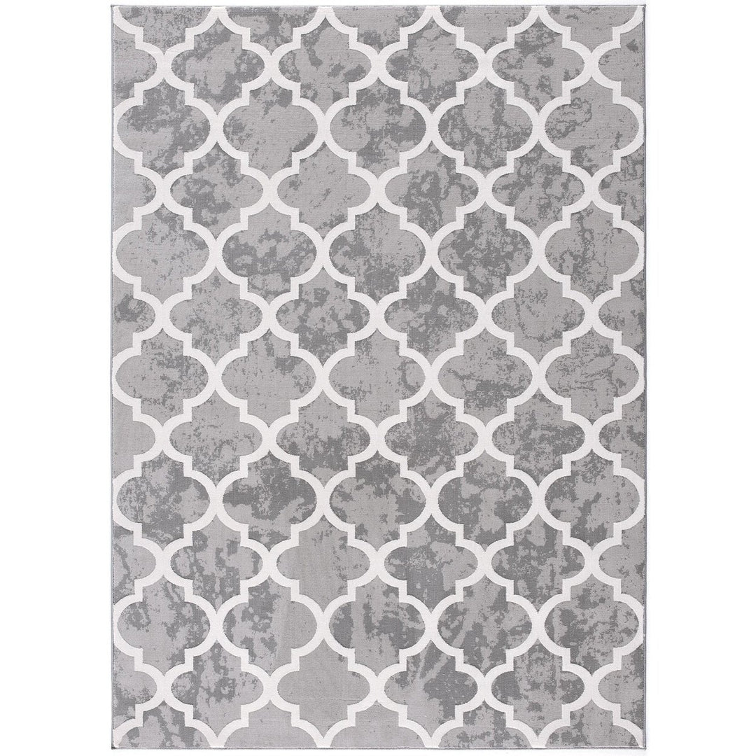 7 X 9 Grey Geometric Power Loom Stain Resistant Area Rug Image 9