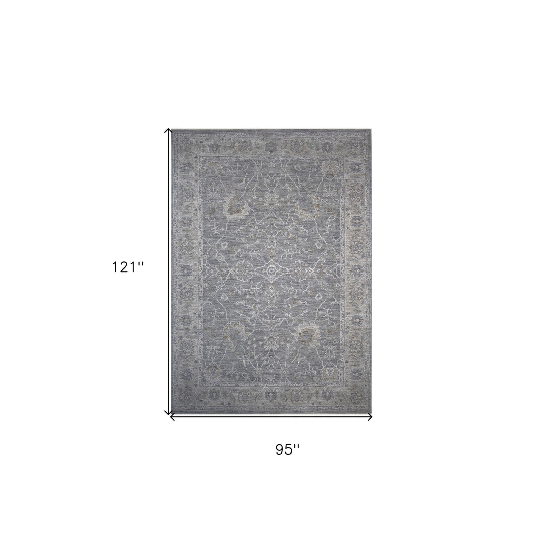 8 X 10 Blue Gray Southwestern Floral Stain Resistant Area Rug Image 4