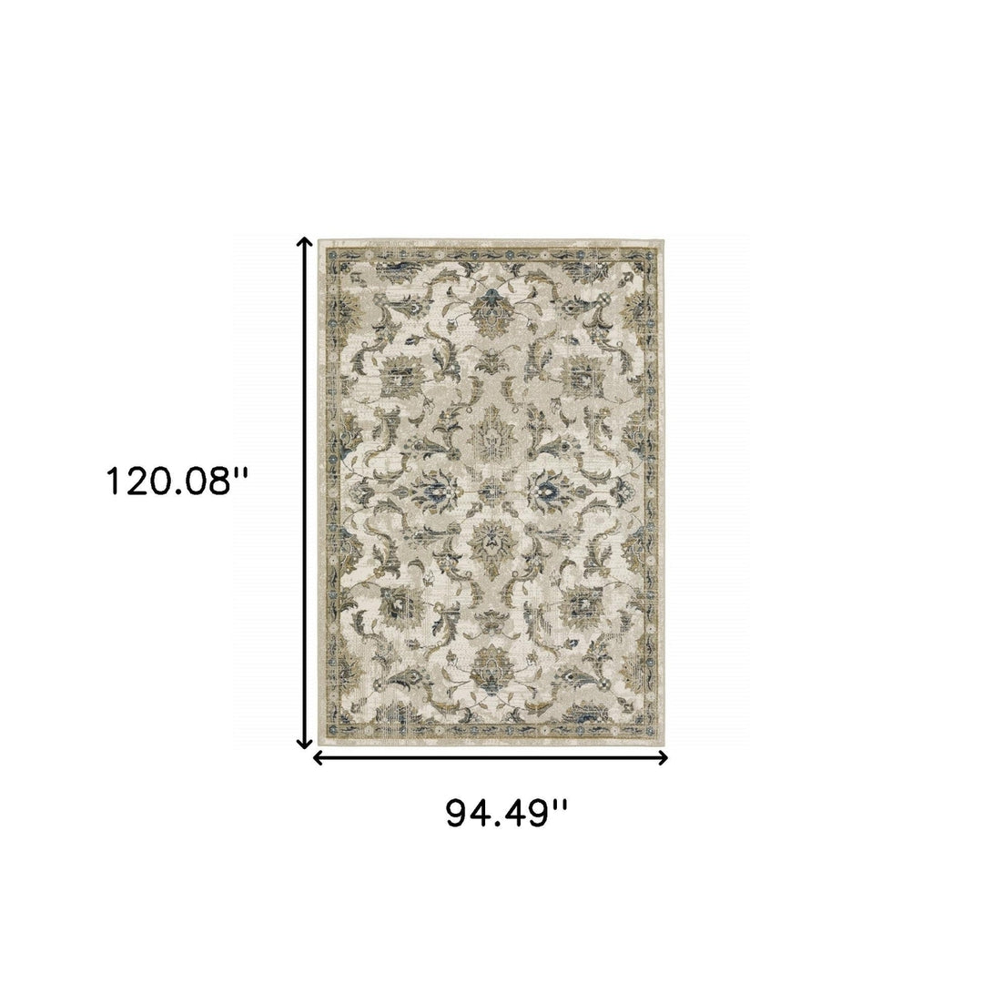 8 X 10 Beige Gold Blue And Grey Oriental Power Loom Stain Resistant Area Rug Image 10