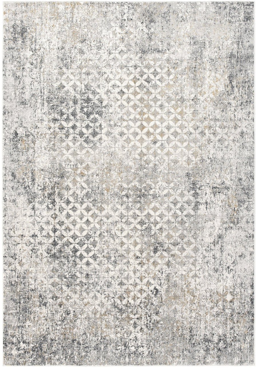 8 x 10 Gray and Ivory Abstract Area Rug Image 1