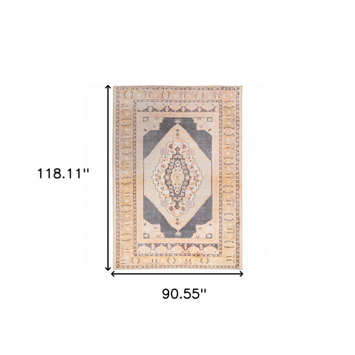 8 X 10 Grey And Gold Oriental Power Loom Stain Resistant Area Rug Image 11