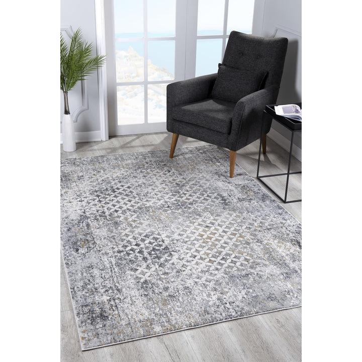 8 x 10 Gray and Ivory Abstract Area Rug Image 6