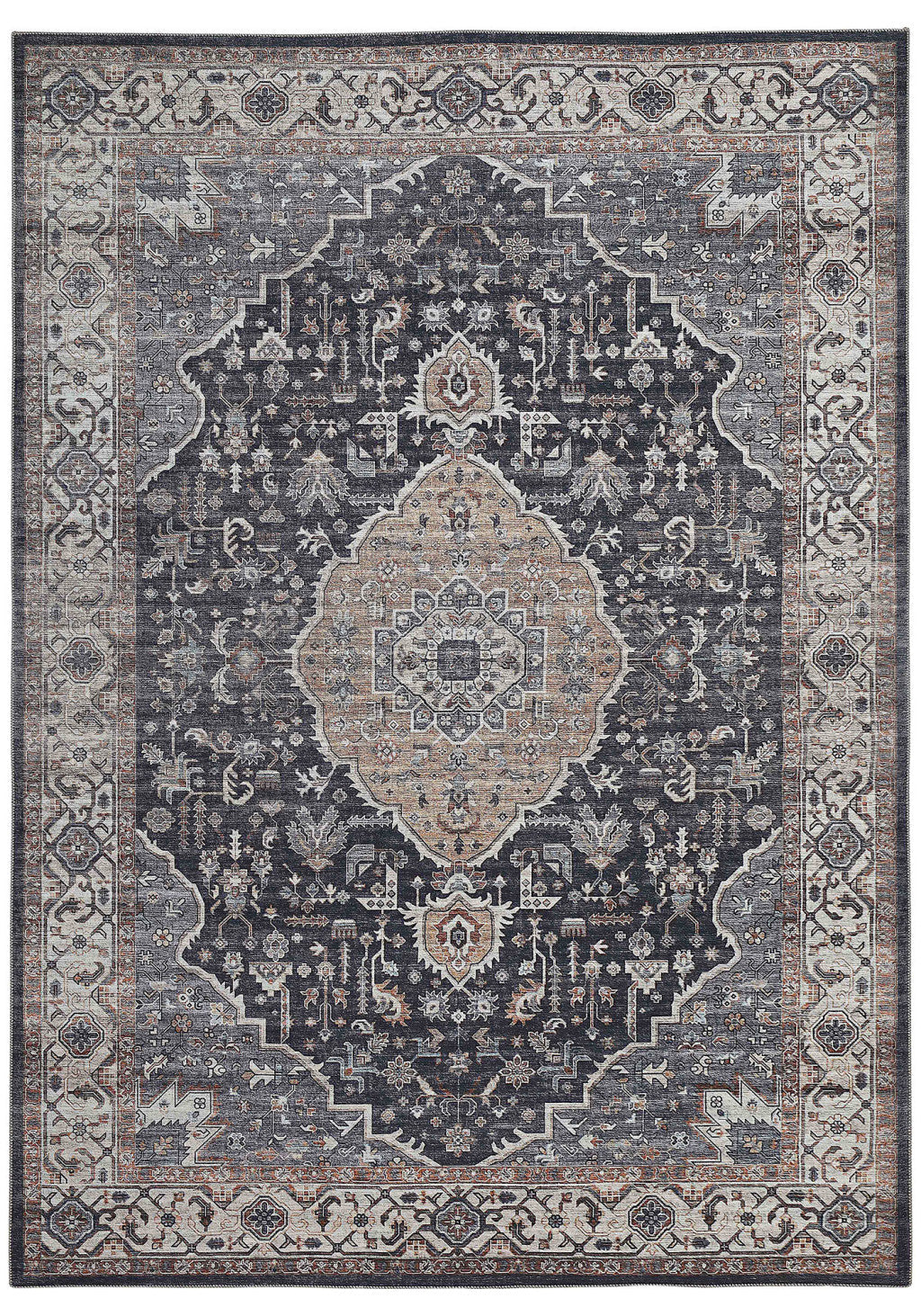 8 X 10 Black Oriental Stain Resistant Area Rug Image 4