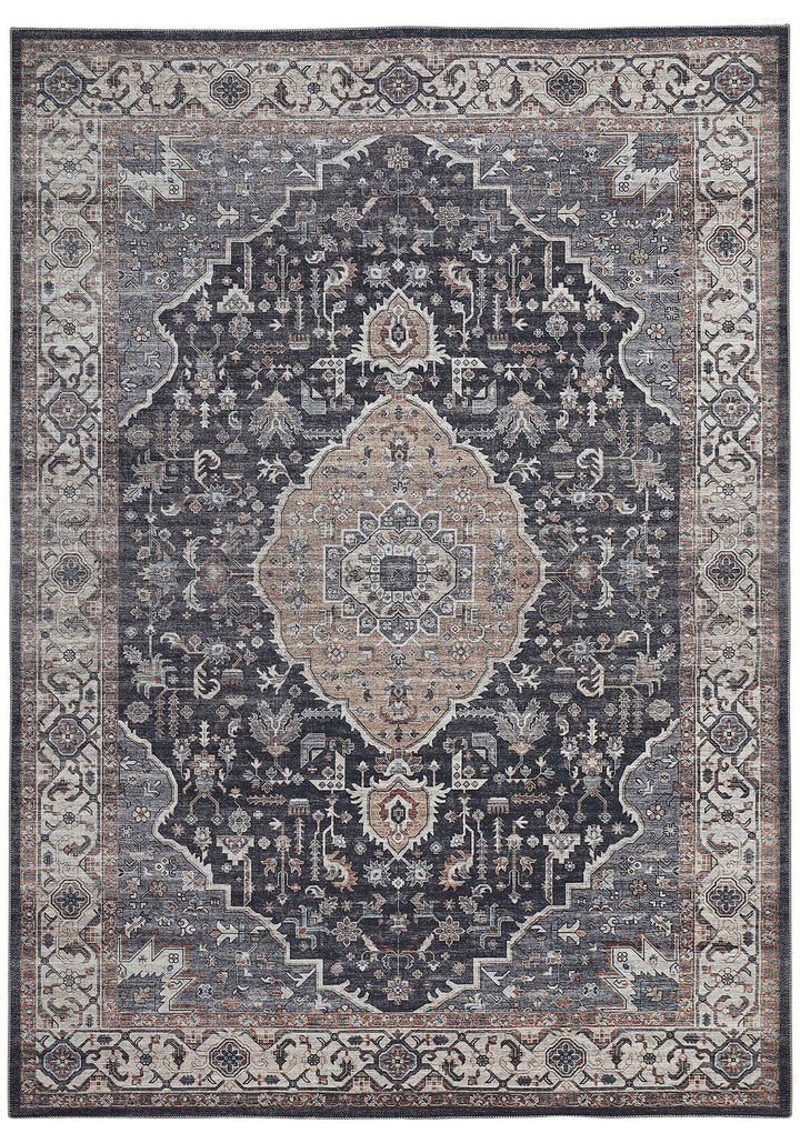 8 X 10 Black Oriental Stain Resistant Area Rug Image 4