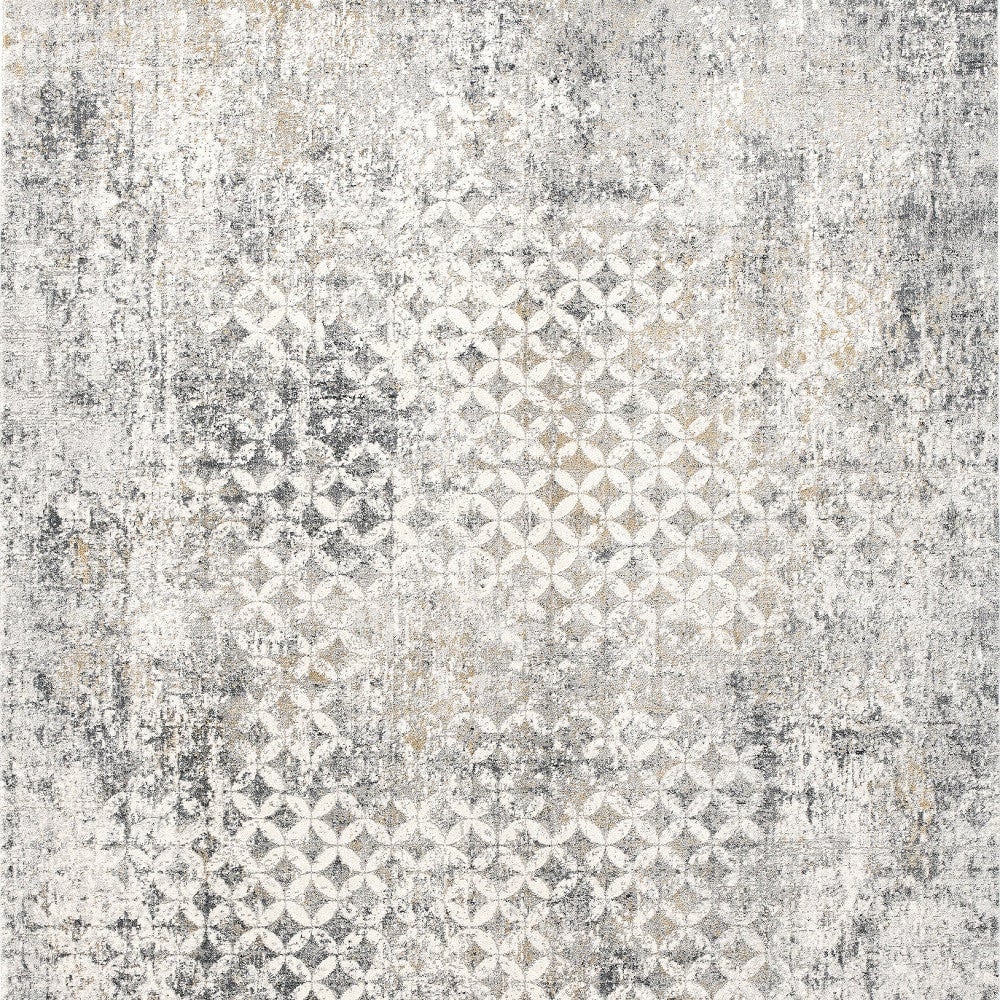 8 x 10 Gray and Ivory Abstract Area Rug Image 8