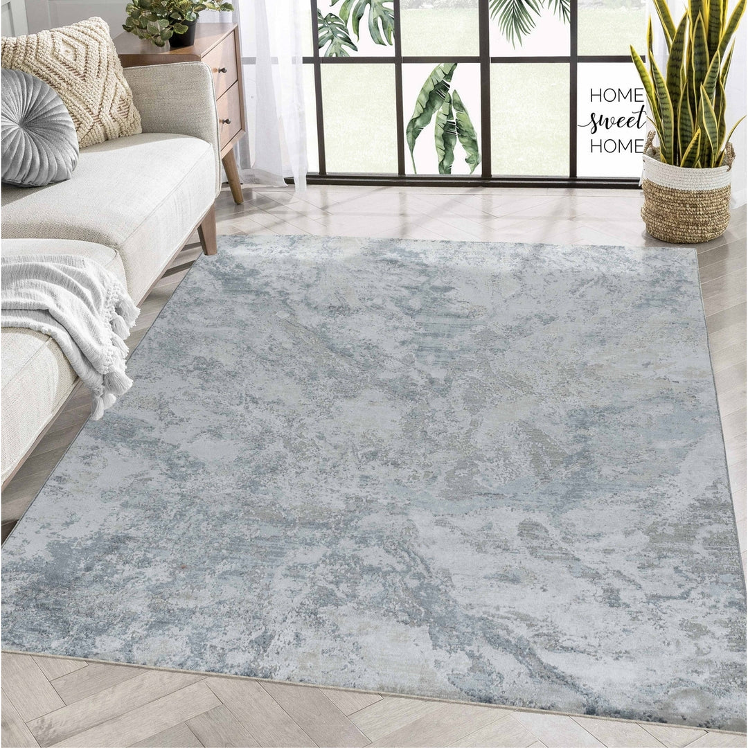 8 X 10 Blue Gray Abstract Power Loom Area Rug Image 4