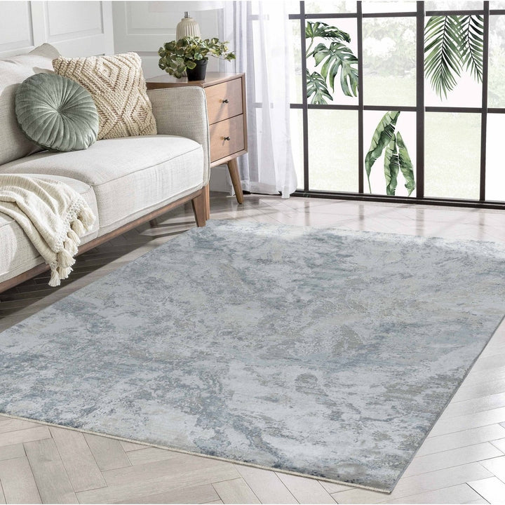 8 X 10 Blue Gray Abstract Power Loom Area Rug Image 9