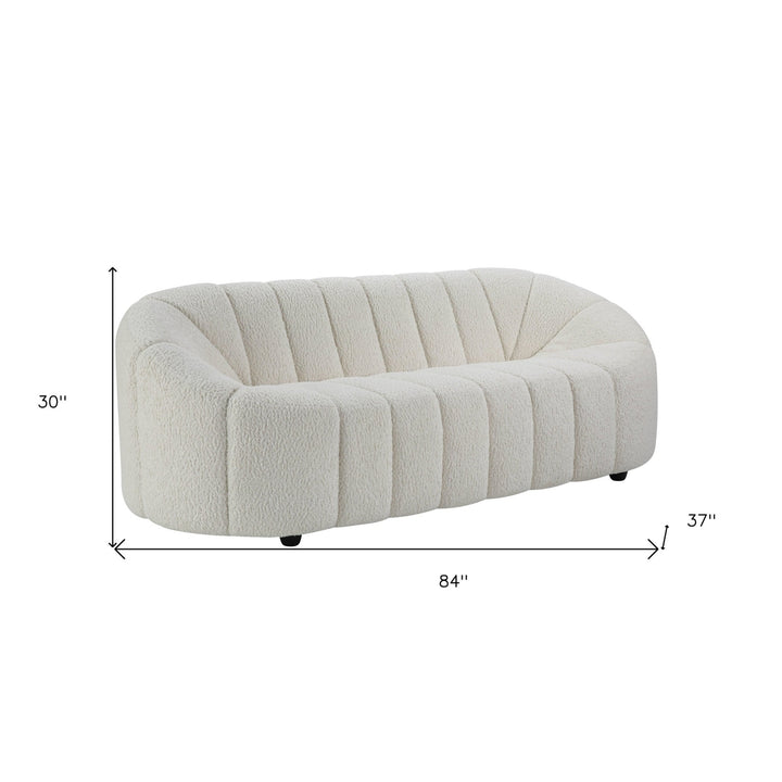 84" White Sherpa Sofa With Black Legs Image 2