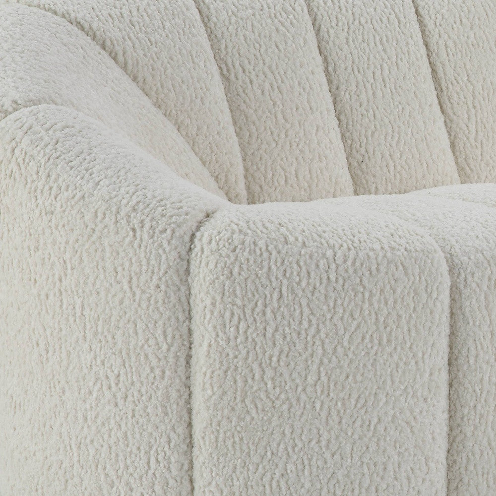 84" White Sherpa Sofa With Black Legs Image 3