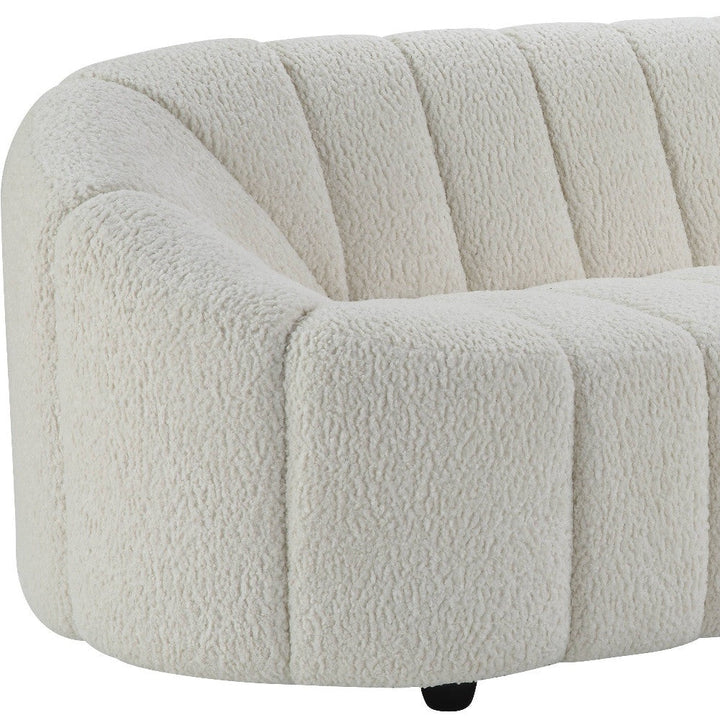 84" White Sherpa Sofa With Black Legs Image 4