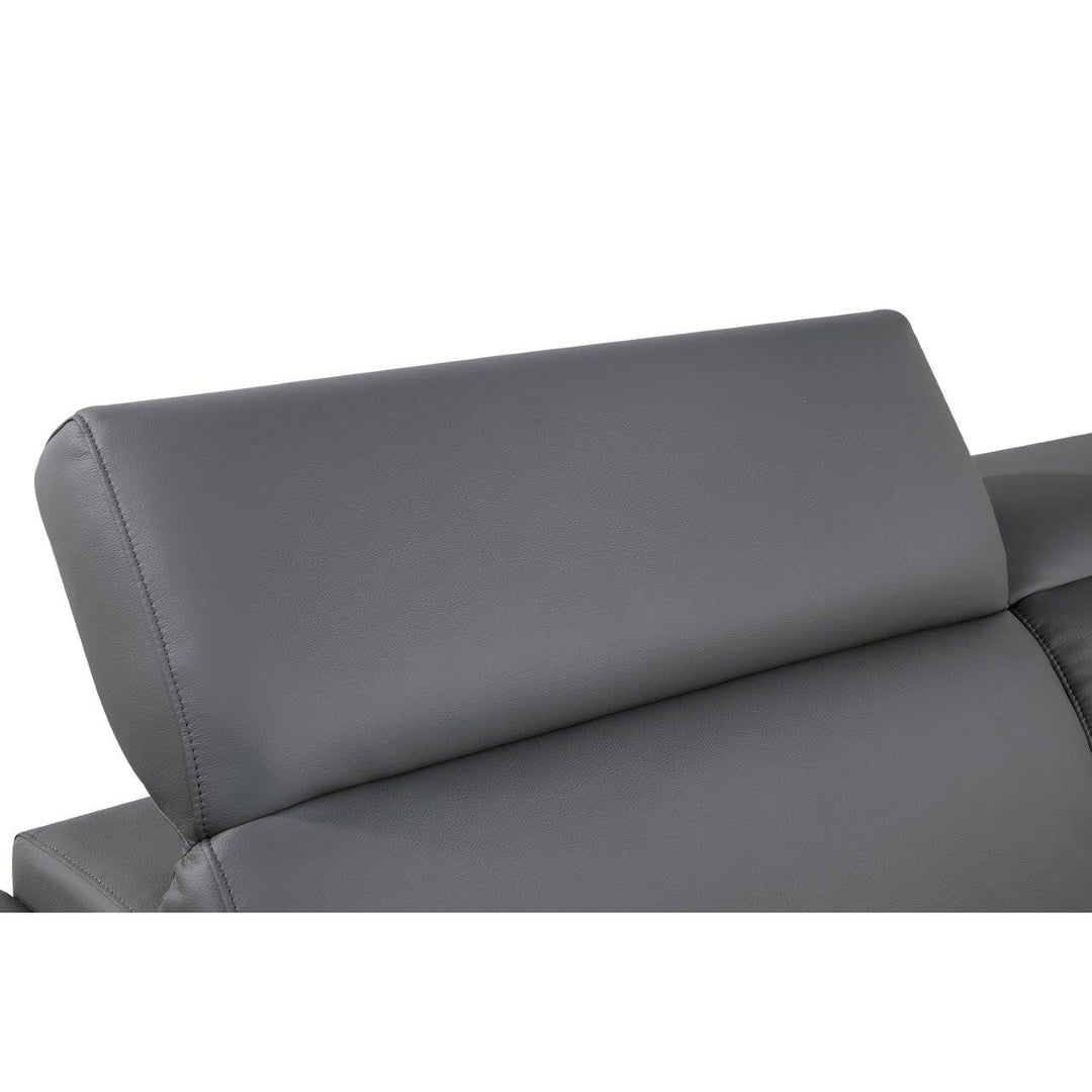 89" Gray Leather Sofa With Silver Legs Image 4