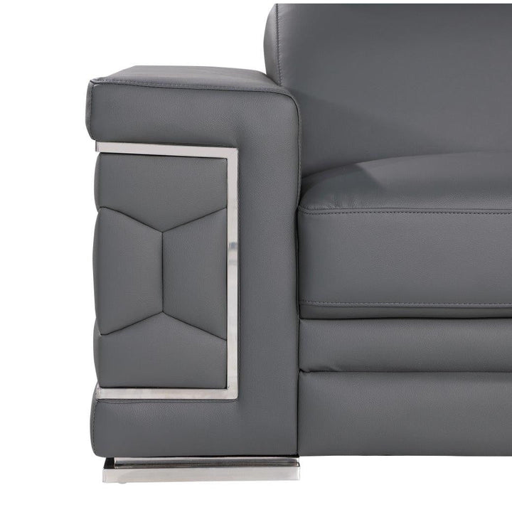 89" Gray Leather Sofa With Silver Legs Image 5