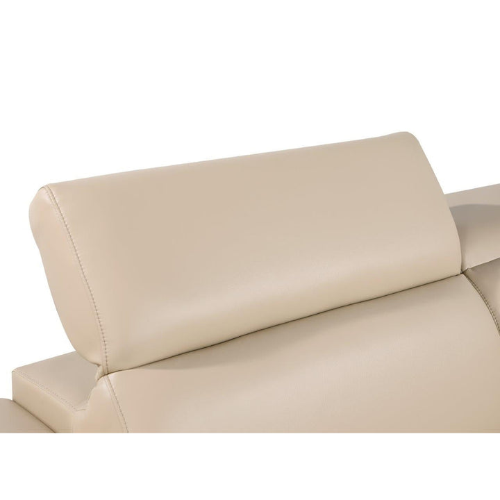 89" Beige Leather Sofa With Silver Legs Image 8