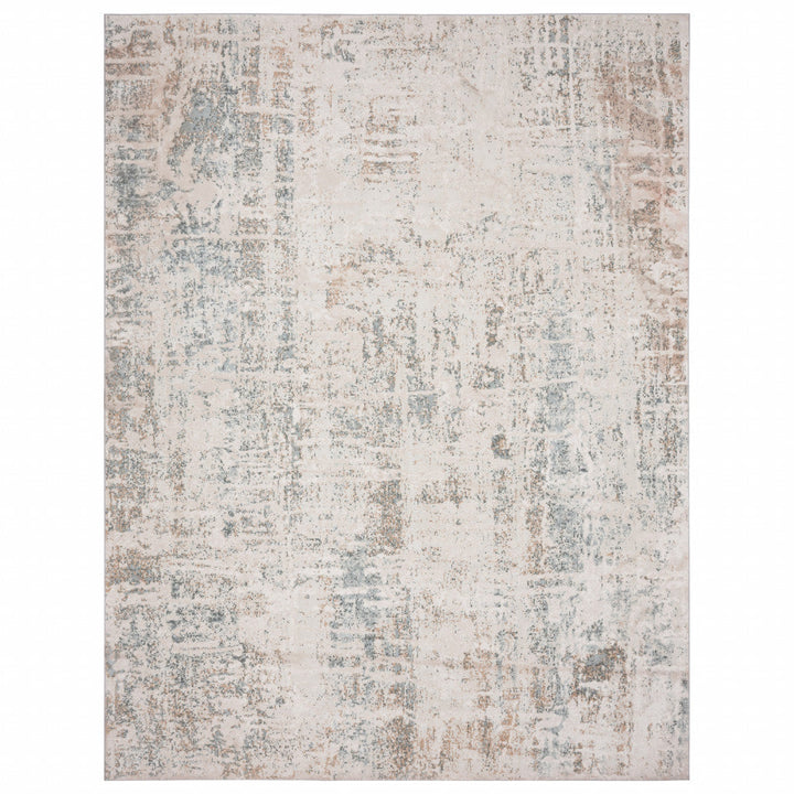 9 X 12 Gray Blue Taupe And Cream Abstract Distressed Stain Resistant Area Rug Image 1