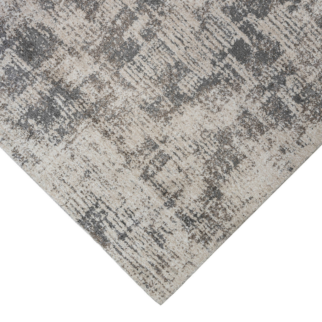 9 x 12 Gray and Beige Abstract Power Loom Area Rug Image 7