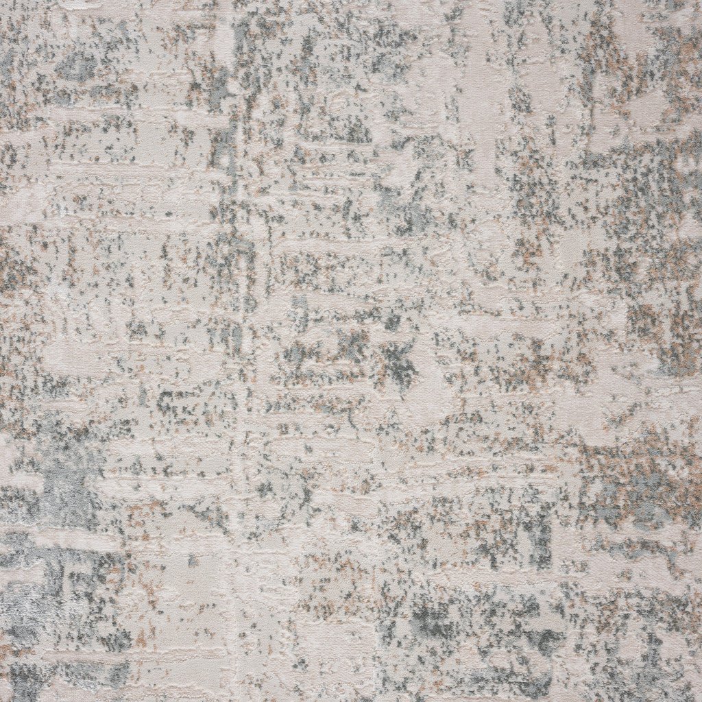 9 X 12 Gray Blue Taupe And Cream Abstract Distressed Stain Resistant Area Rug Image 2