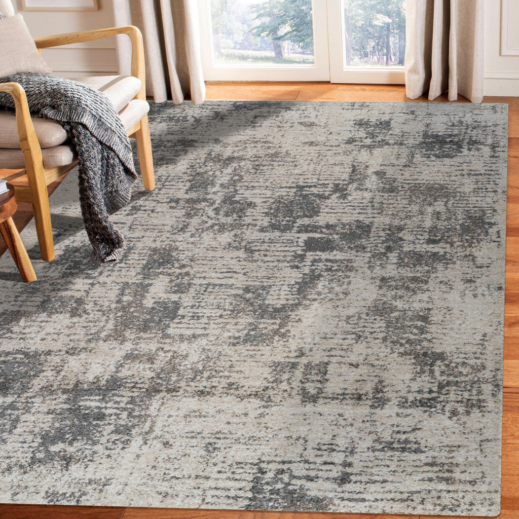 9 x 12 Gray and Beige Abstract Power Loom Area Rug Image 9