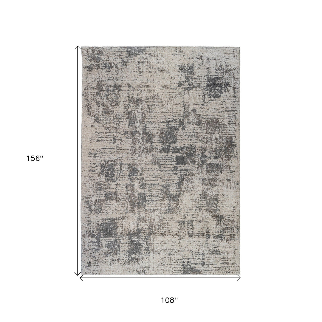 9 x 12 Gray and Beige Abstract Power Loom Area Rug Image 10