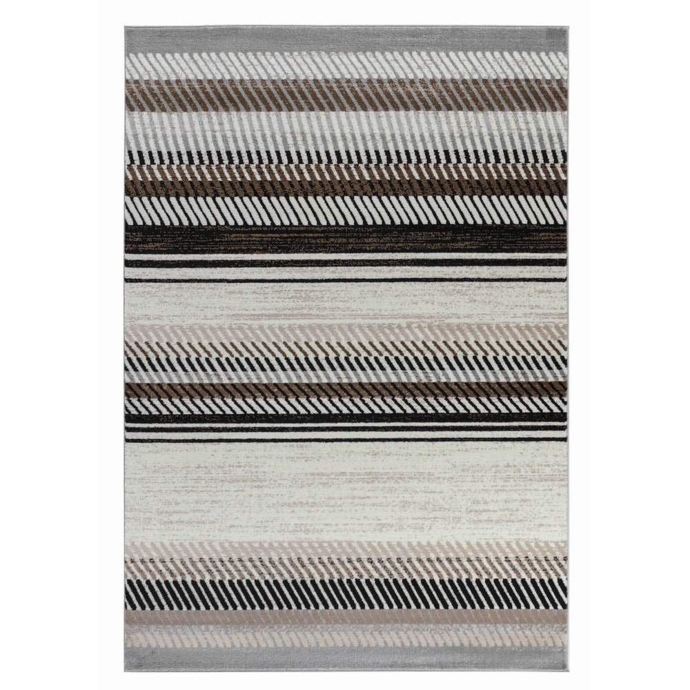 8 X 11 Beige Striped Area Rug Image 2