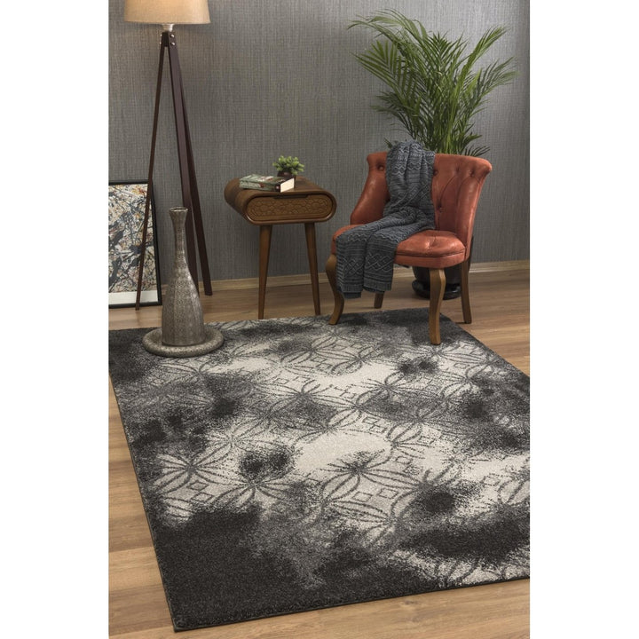 8 X 11 Black Abstract Power Loom Stain Resistant Area Rug Image 9