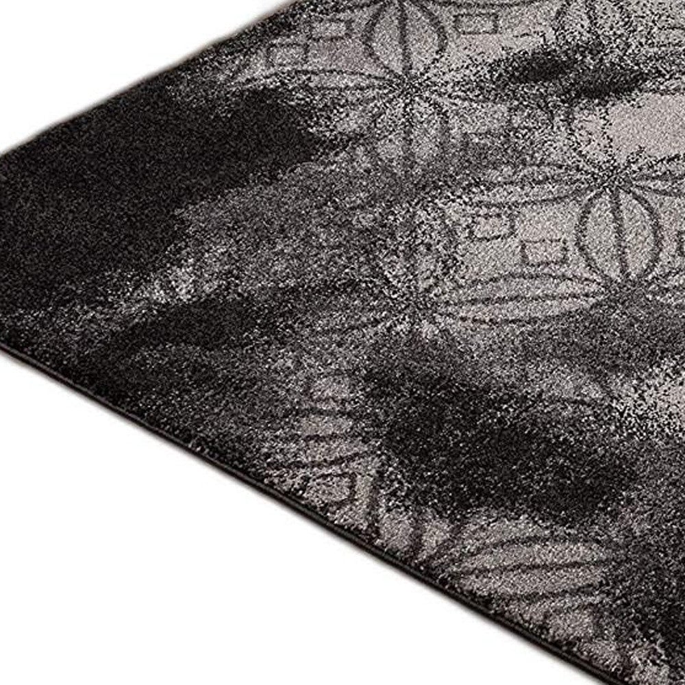 8 X 11 Black Abstract Power Loom Stain Resistant Area Rug Image 11