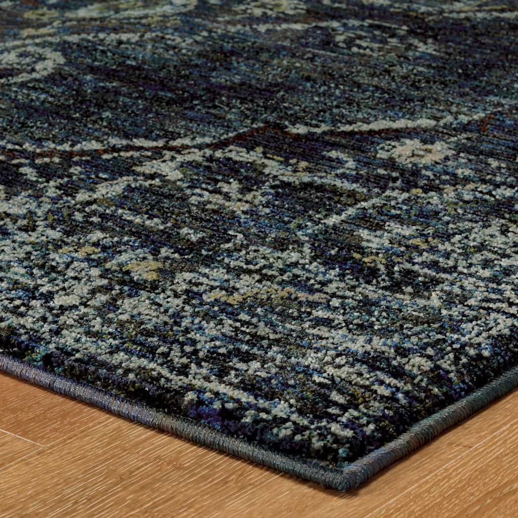 8 x 11 Blue and Black Oriental Power Loom Area Rug Image 3