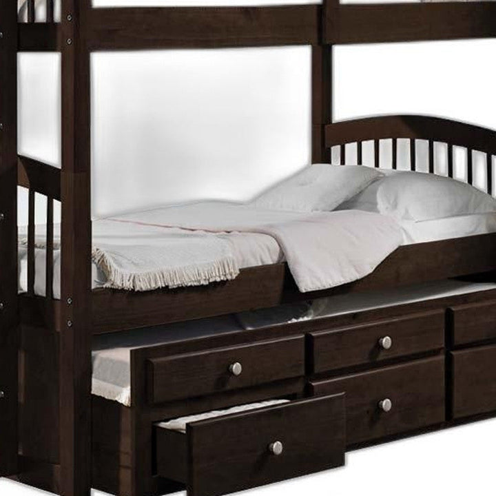 80" X 41" X 71" Espresso Twin Over Twin Bunk Bed And Trundle With 3 Drawers Image 6