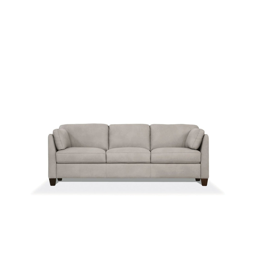 81" Light Gray Leather Sofa With Black Legs Image 1