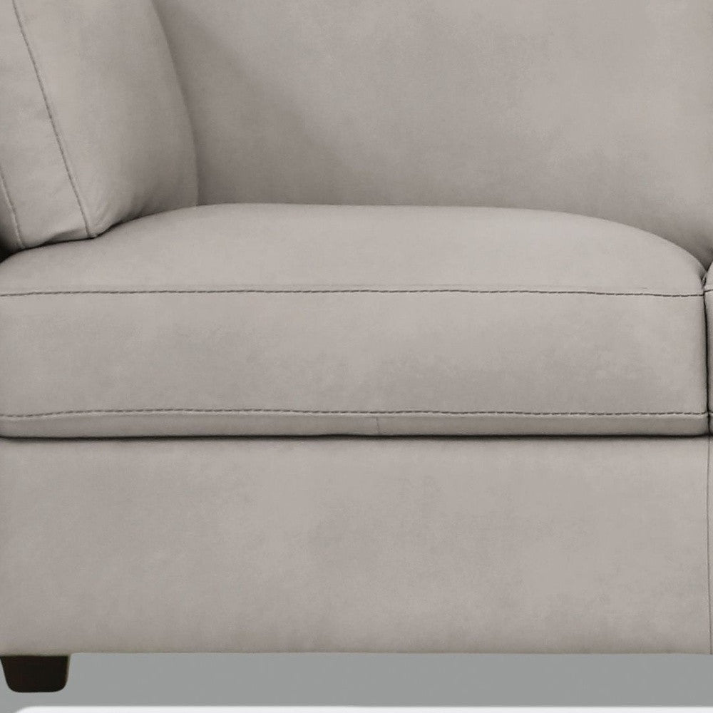 81" Light Gray Leather Sofa With Black Legs Image 2