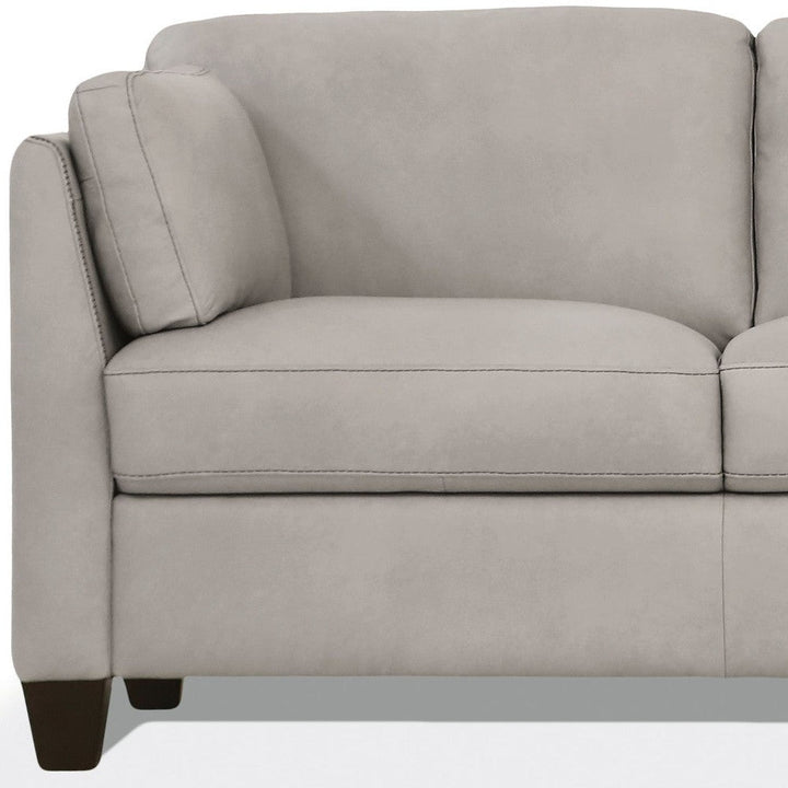 81" Light Gray Leather Sofa With Black Legs Image 3