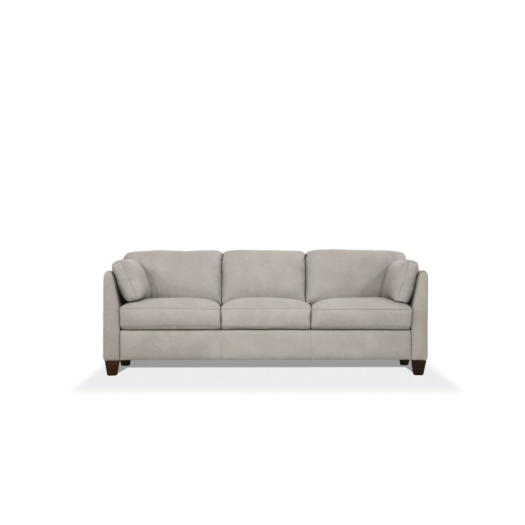 81" Light Gray Leather Sofa With Black Legs Image 4