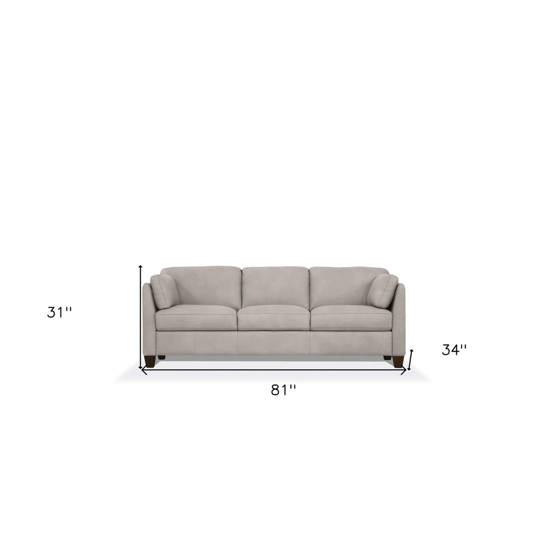 81" Light Gray Leather Sofa With Black Legs Image 5