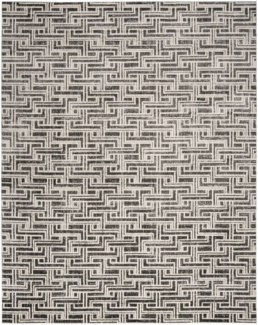 9 x 12 Gray Geometric Distressed Area Rug Image 1