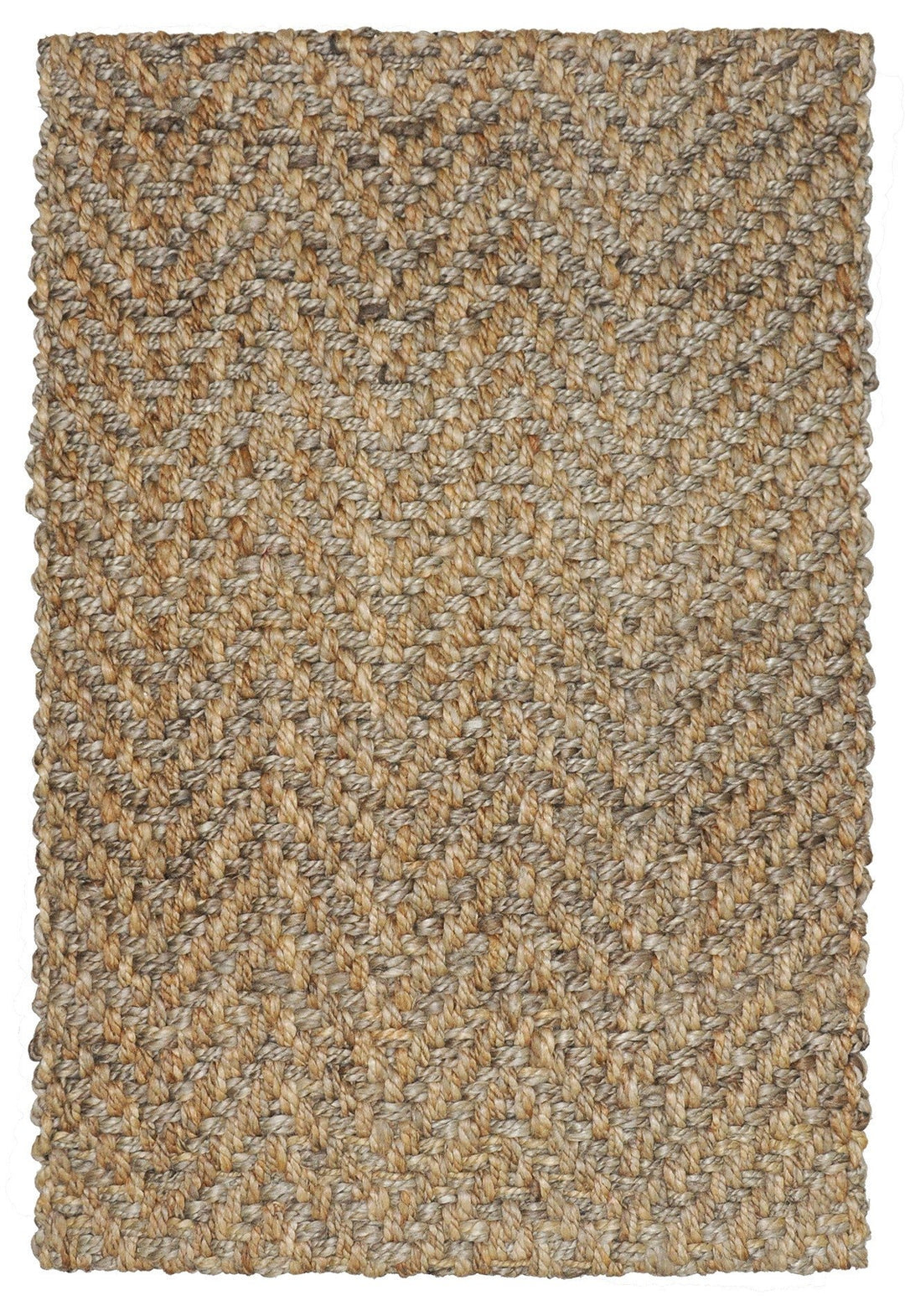 9 x 12 Natural and Gray Chevron Hand Woven Jute Area Rug Image 1