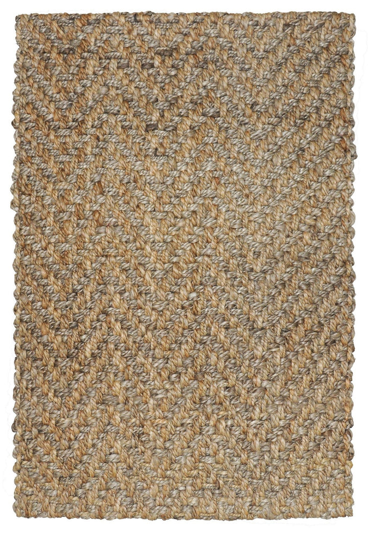 9 x 12 Natural and Gray Chevron Hand Woven Jute Area Rug Image 1