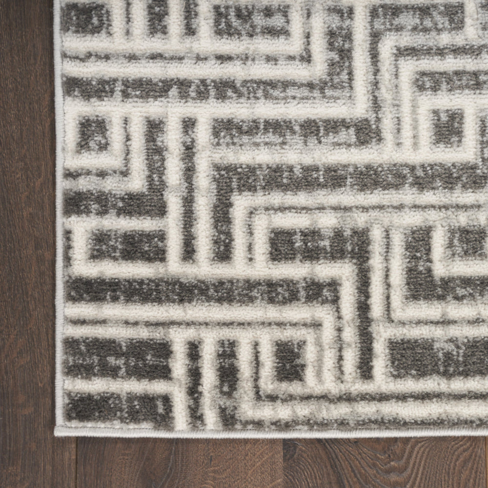 9 x 12 Gray Geometric Distressed Area Rug Image 2