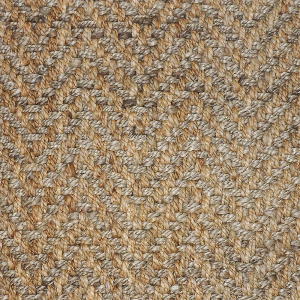 9 x 12 Natural and Gray Chevron Hand Woven Jute Area Rug Image 3