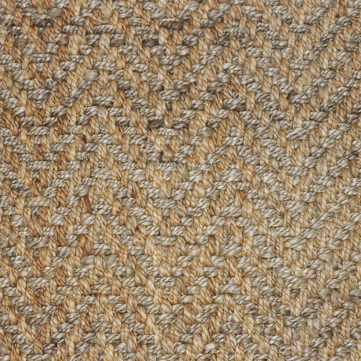 9 x 12 Natural and Gray Chevron Hand Woven Jute Area Rug Image 3