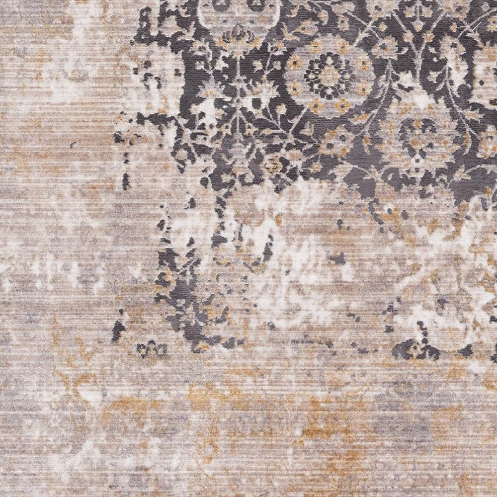 9 x 12 Gray and Ivory Oriental Washable Non Skid Area Rug Image 11