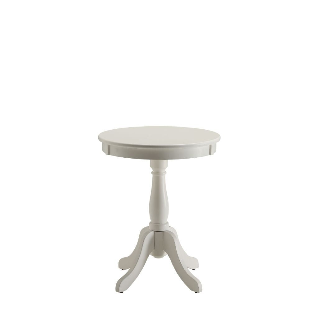 Cottage White Wood Pedestal Side Or End Table Image 5