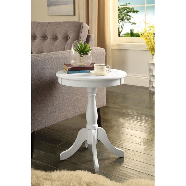 Cottage White Wood Pedestal Side Or End Table Image 7