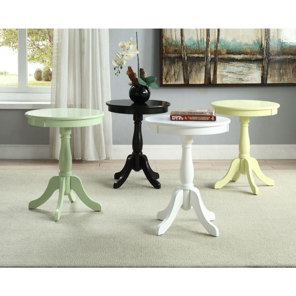 Cottage White Wood Pedestal Side Or End Table Image 8