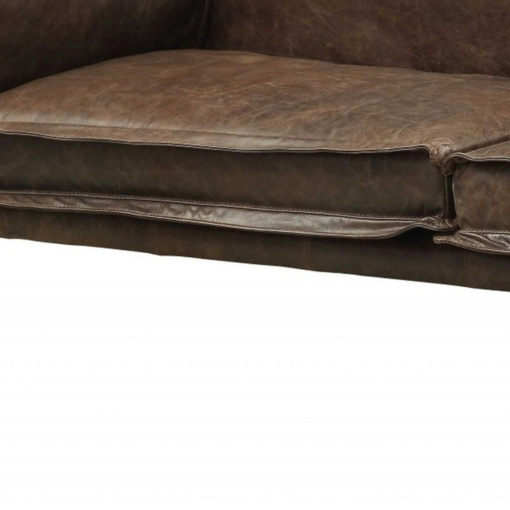 94" Chocolate Top Grain Leather Sofa With Dark Brown Legs Image 4