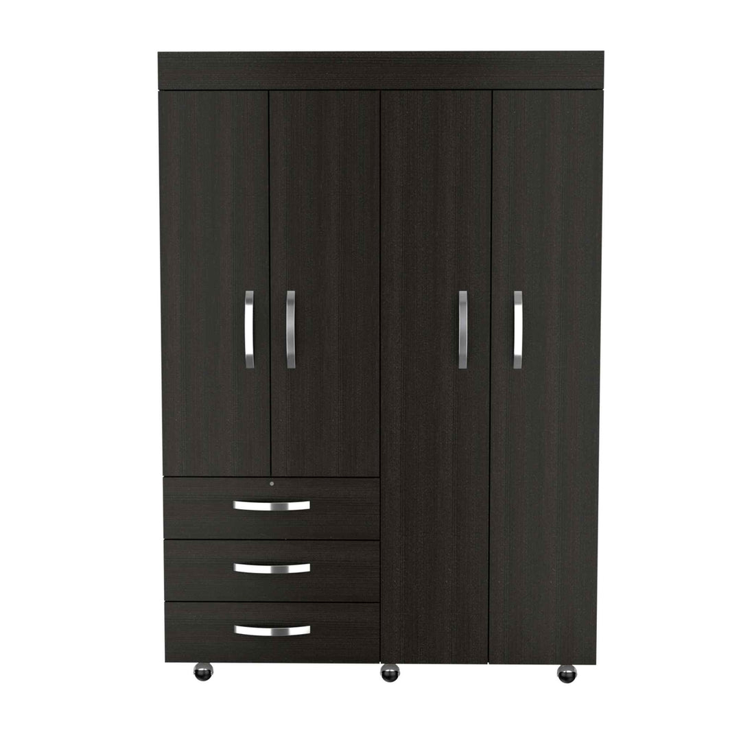 Black Tall Four Door Closet Wardrobe Image 2